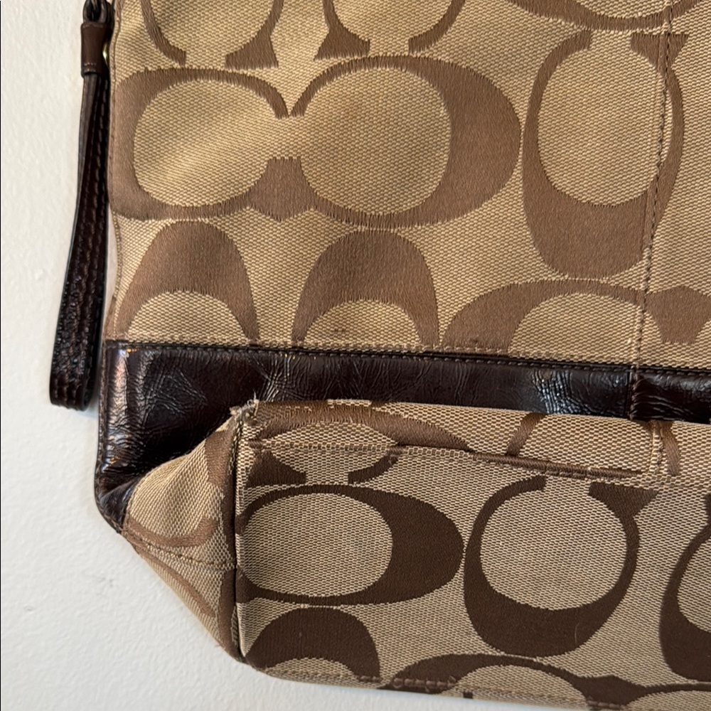 Coach Brown Tan Signature Tote Bag - Picture 3 of 5